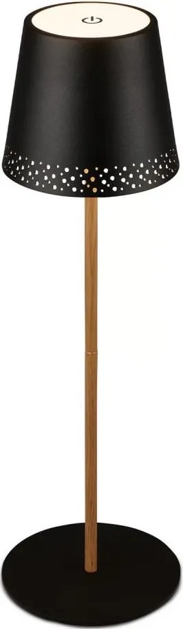 Brilo - Lampka biurkowa LED KIKI, ładowalna, dotykowa, 2,6W/5V, IP44, 2600 mAh, czarna