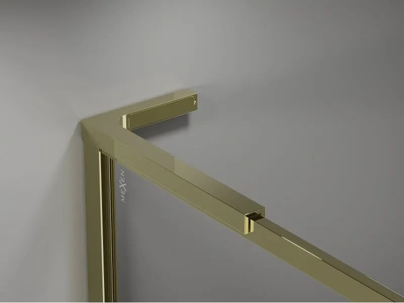 Mexen Kioto-F L ścianka prysznicowa Walk-in z ramką 120 x 202 cm, transparent 8 mm, złota - 800-120-174-50-00