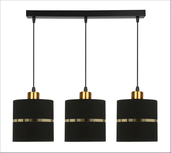 Lampa z 3 abażurami do salonu czarny + złoto - 11X Z037 N1-K46