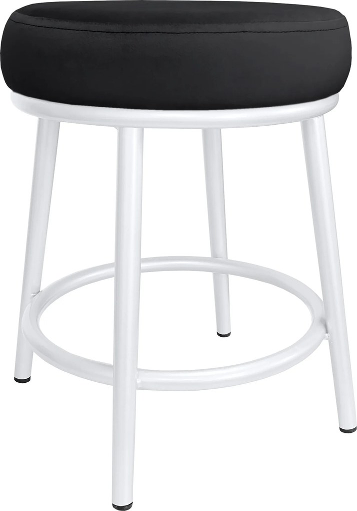 Taboret Ben tkanina Welur stelaż metalowy STOŁEK LOFT : Kolor Stelaża - Biały, Kolor tkaniny - VELVET - MG19, Typ tkaniny - Velvet