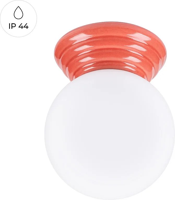 Lampa sufitowa minimalistyczny Zori, ceramika szkliwiona/szkło - 1 źródło - L.12 x H.12 cm - brzoskwiniowy