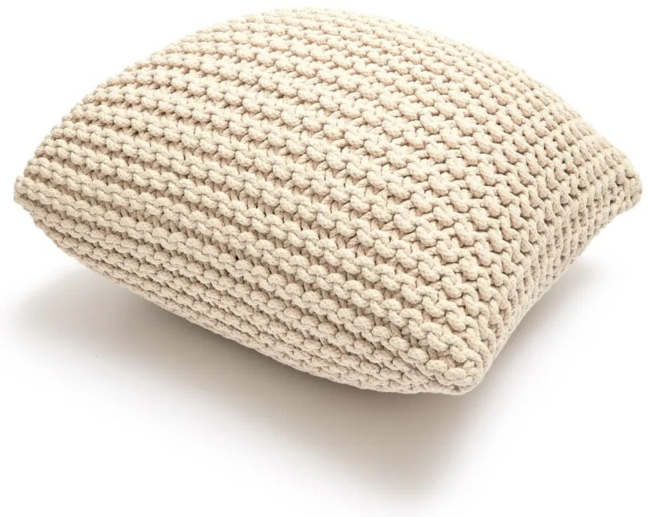 Beżowy puf w kształcie poduszki Bonami Essentials Knit