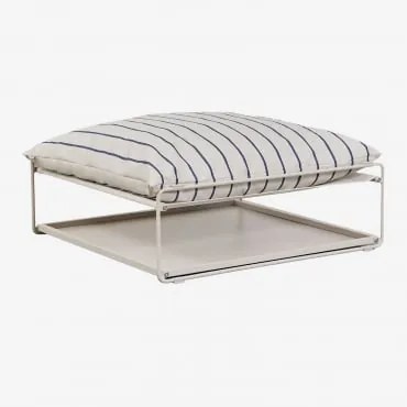 Pufa Ogrodowa Z Funkcją Stołu Pomocniczego Amaro Kremowa Tapioca - Dark Blue - Sklum