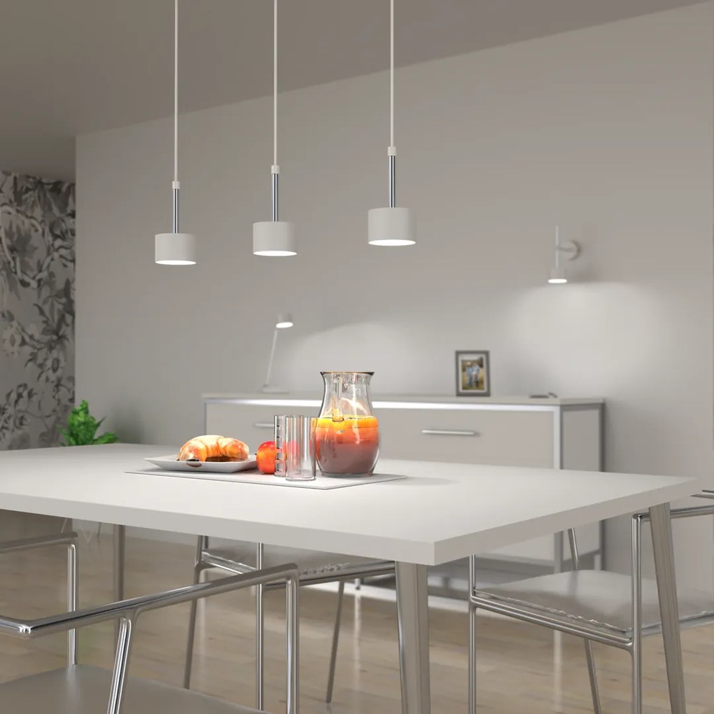 Lampa wisząca ARENA WHITE/SILVER 3xGX53, biała, na listwie potrójna, nad stół