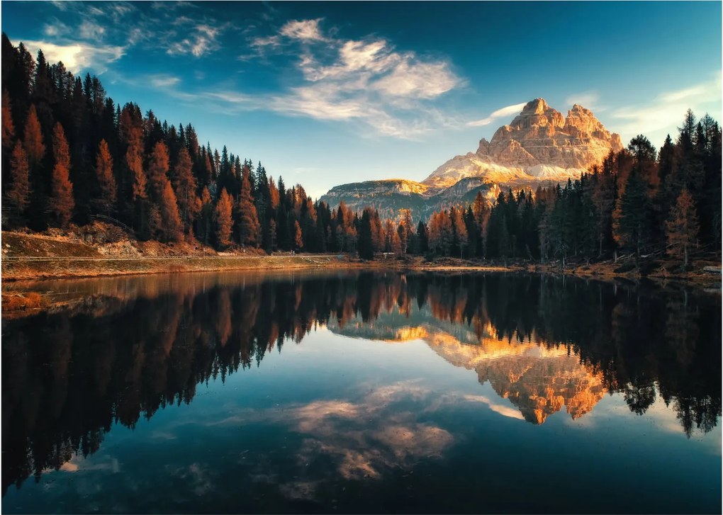 Obraz na szkle - Alpy, Włochy, Dolomity, Lago Antorno (70x50 cm)