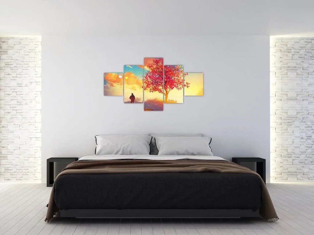 Obraz drzewa na wzgórzu (125x70 cm)