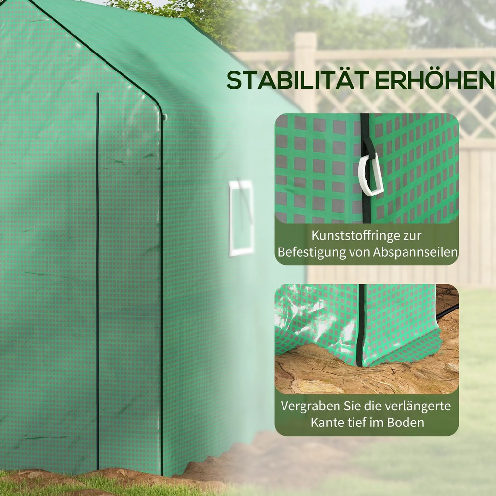 Outsunny Zastępcza plandeka do tunelu ogrodniczego, odporna na warunki atmosferyczne, odporna na UV, 140 x 213 x 190 cm, Zielona