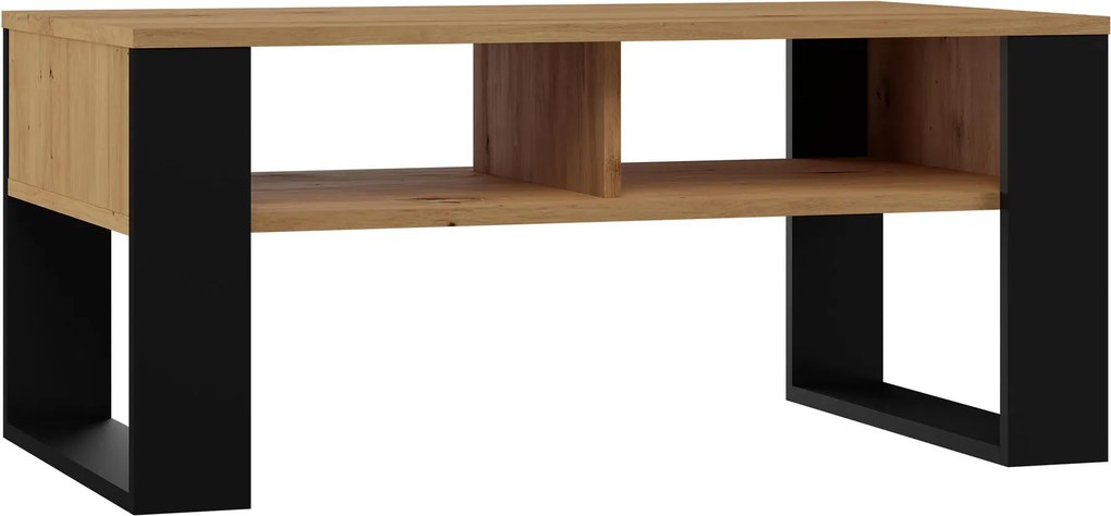 Minimalistyczna ława do narożnika dąb artisan + czarny K0-M67