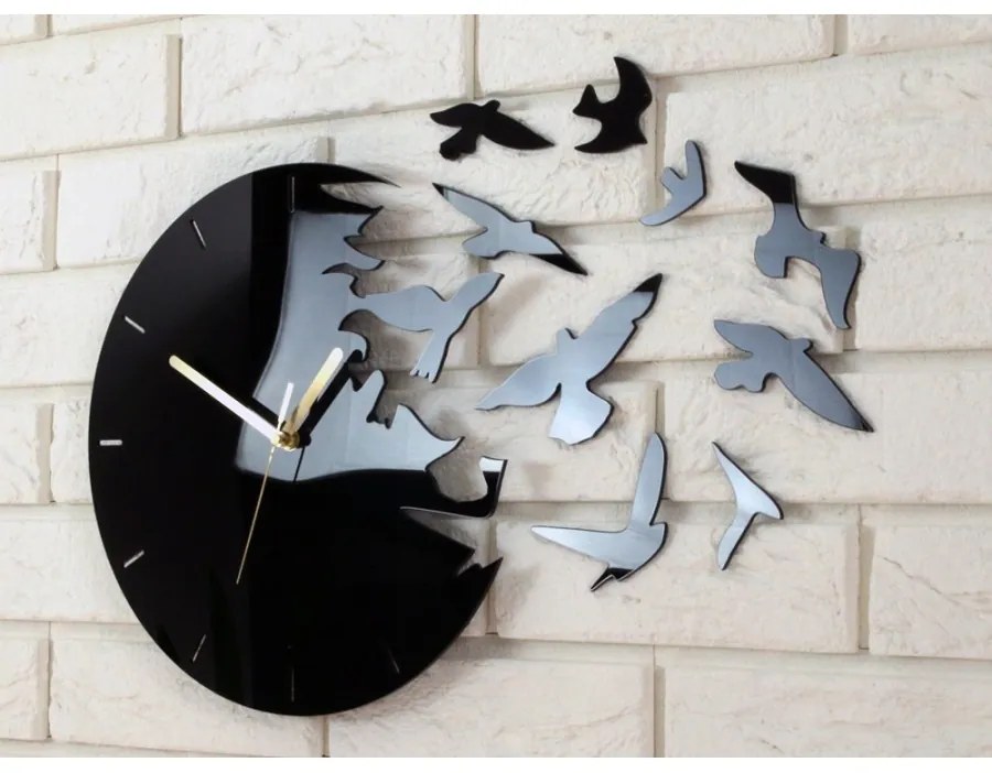 Zegar ścienny okrągły z cichym mechanizmem na ścianę akrylowy z ptakami