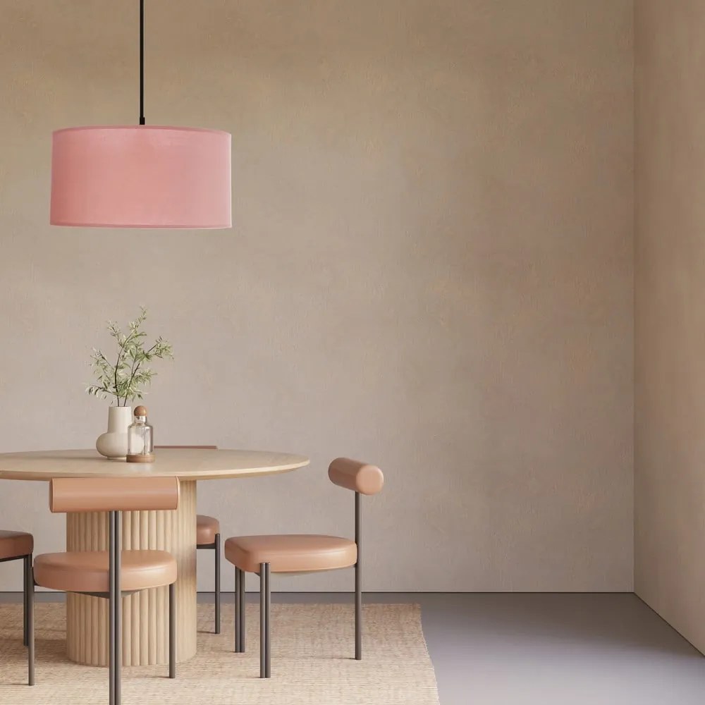 Różowa lampa wisząca z tekstylnym kloszem ø 40 cm Shanti – Candellux Lighting