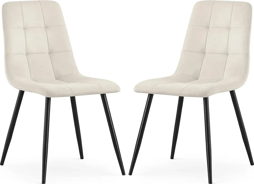 Zestaw 2 kremowych krzeseł pikowanych - Verlino