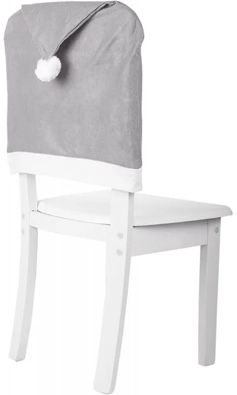 Świąteczny pokrowiec na krzesło SANTA CLAUS szary 1 szt