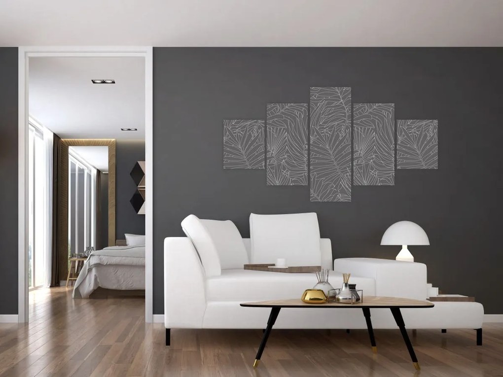 Obraz - Szare liście palmy (125x70 cm)