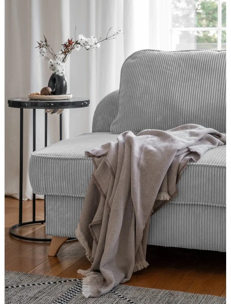 Jasnoszary sztruksowy szezlong (prawostronny) Chic Charlotte – Miuform