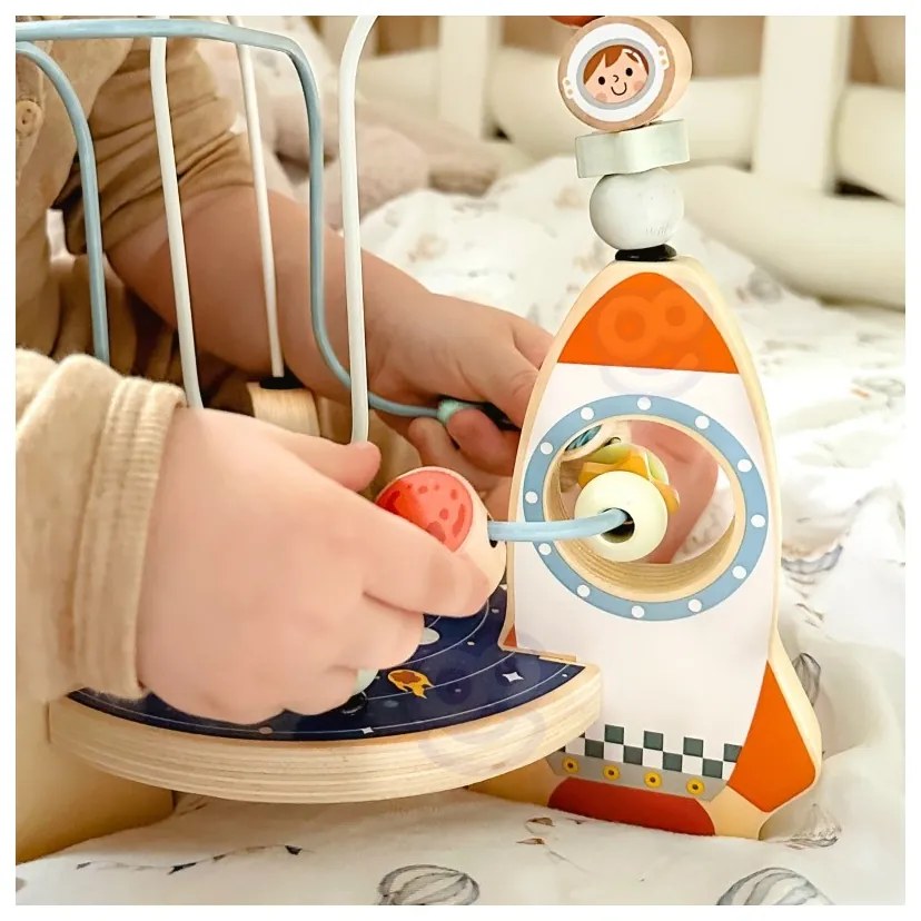 Tooky toy drewniana rakieta pętla motoryczna labirynt