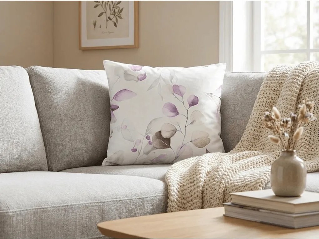 Zestaw 2 szt. dekoracyjnych poszewek na poduszkę z mikrofibry FLORANY 45x45 cm, biały