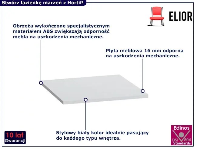 Biały blat łazienkowy 40 cm A1-A52