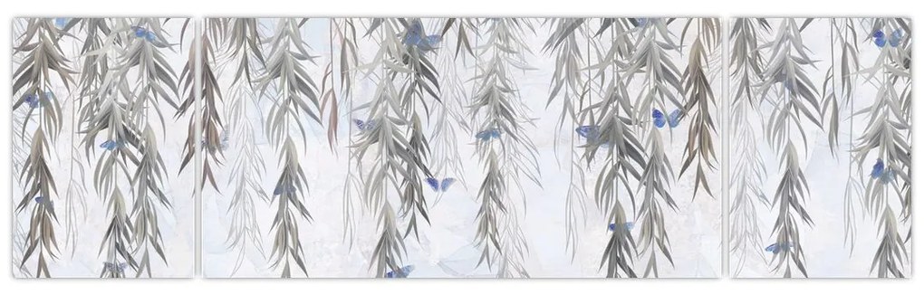 Obraz - Gałązki wierzby z motylami (170x50 cm)