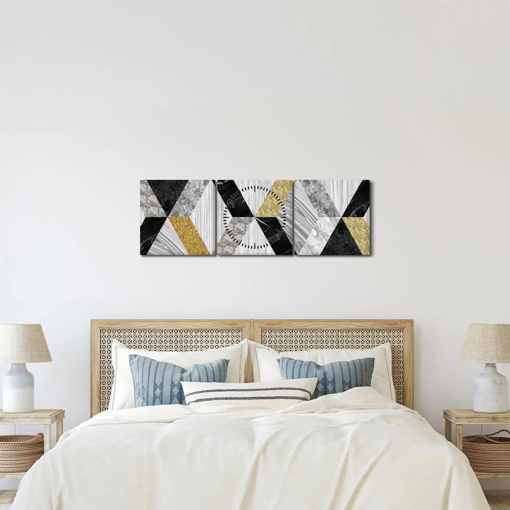 Obraz - Teksturowany wystrój (z zegarem) (90x30 cm)