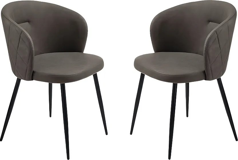 Komplet 2 krzeseł do jadalni w kolorze antracytowym "Boston" ze skóry ekologicznej cm 56x55 78h