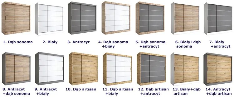 Szafa przesuwna antracyt 200 cm P1-H66