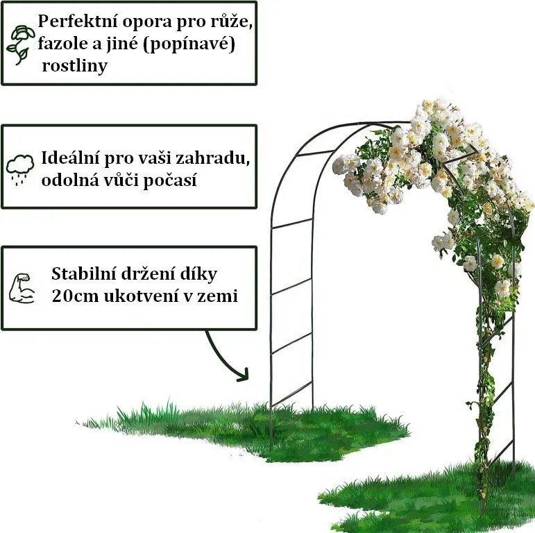 Zestaw 2 ogrodowych łuków do roślin pnących, 240 cm