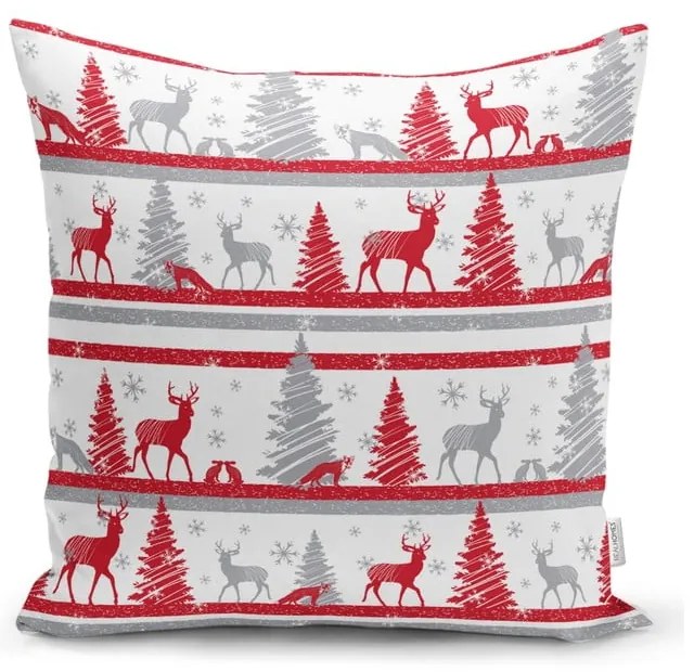 Zestaw 4 świątecznych poszewek na poduszki i bieżnika Minimalist Cushion Covers Red Christmas