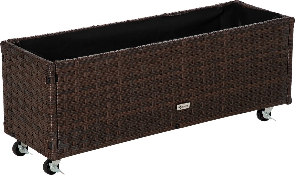 Outsunny Łóżko Podwyższone Rattanowe Kawowy Brąz 94 5x31x36cm Idealne do Ogrodu | Aosom PL