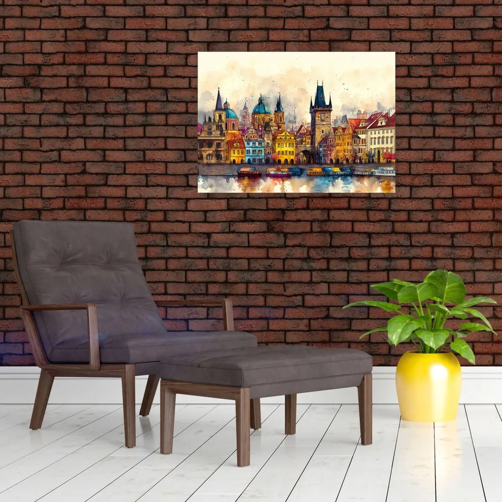 Obraz na szkle - Jesień w malowanym mieście (70x50 cm)