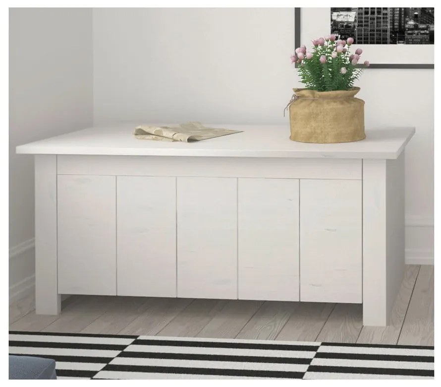 Biała skrzynia z litego drewna sosnowego 100x45 cm Bertram – Støraa