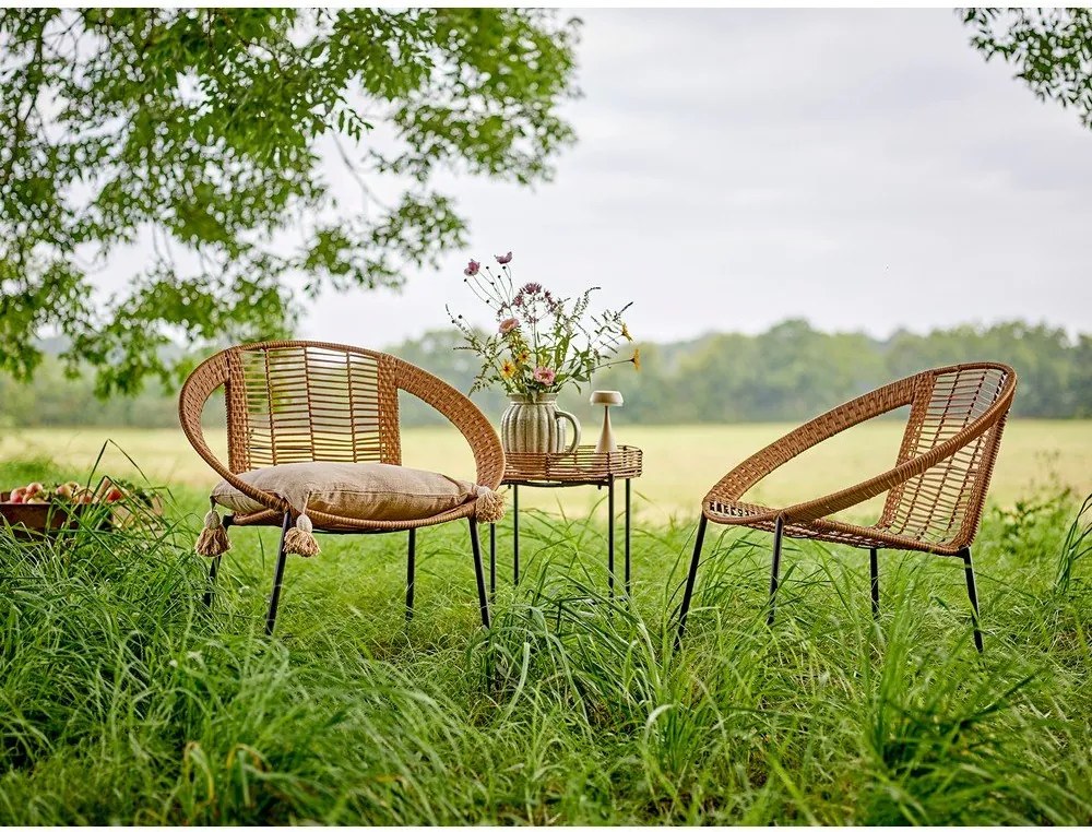 Zestaw mebli ogrodowych z imitacji rattanu w naturalnym kolorze dla 2 osób Dudine – Bloomingville