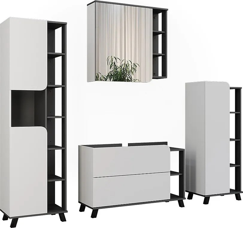 Zestaw mebli łazienkowych antracyt/biały 100x35x65 karen