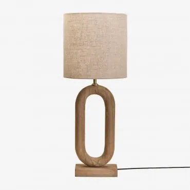 Lampa Stołowa Z Drewna Mango Tiberia Drewno Mango & Jasny Piaskowy Brąz Ø30 Cm - ↑30 Cm Arlina - Sklum