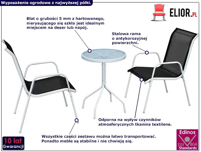 Zestaw mebli ogrodowych typu bistro - Jennifer 3X