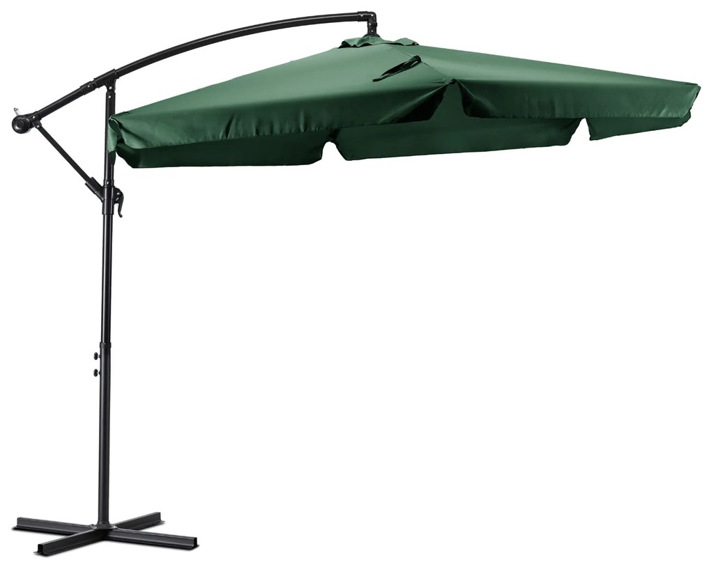 Parasol Ogrodowy Składany AKRON 300 cm Zielony Regulowany Na Taras