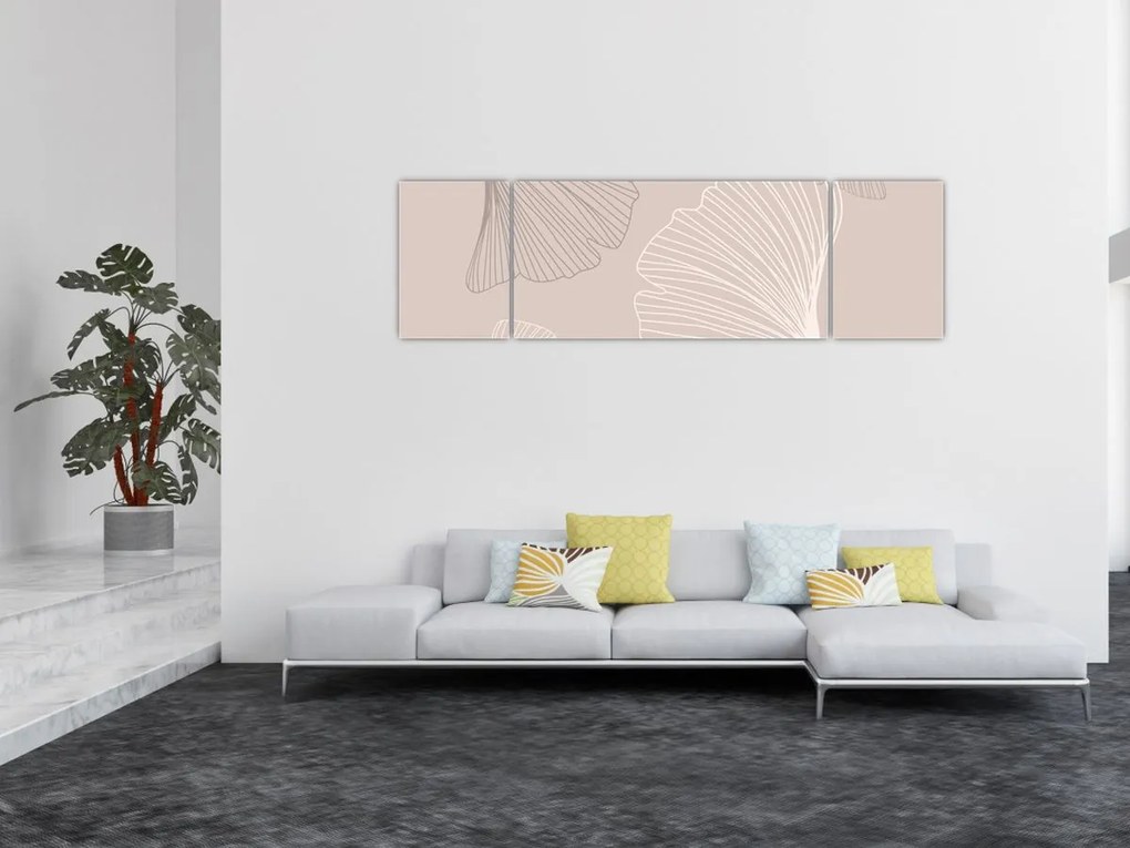 Obraz - Beżowe liście N⁰6 (170x50 cm)