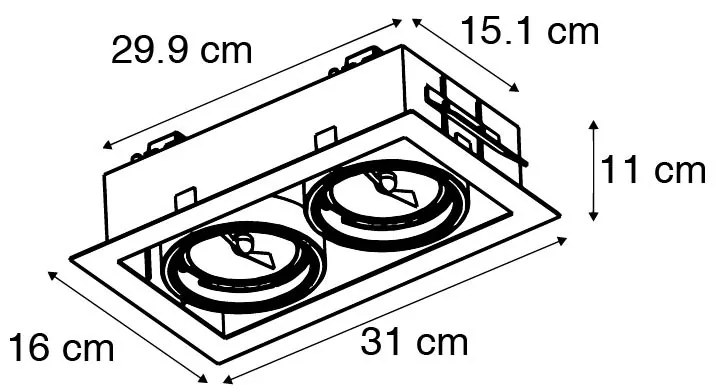 Wpuszczany reflektor czarny AR111 regulowany 2-światła - Oneon