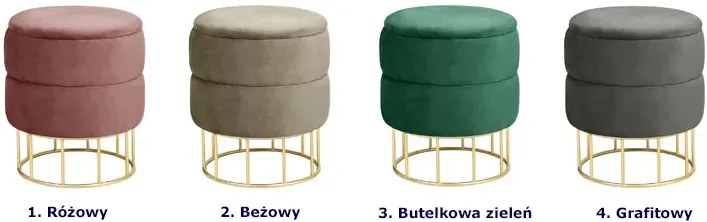 Różowa welurowa pufa tapicerowana ze schowkiem - Alwer