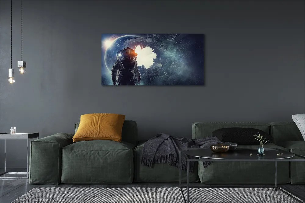 Zdjęcie na płótnie Postać w Świecie Mechanizmów