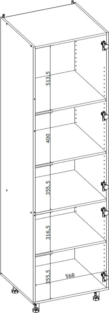 Kuchenna szafka uniwersalna modułowa wysoka BELLA DU-60/214 dąb miodowy mat