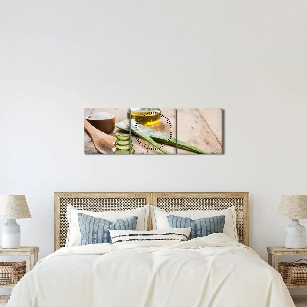 Obraz - Aloes (z zegarem) (90x30 cm)