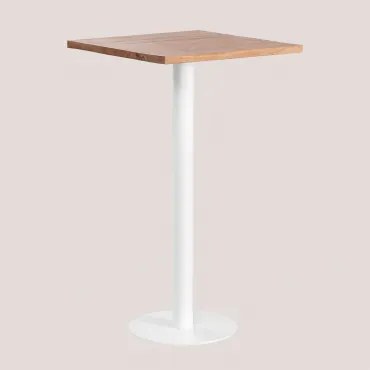 Kwadratowy Wysoki Stół Barowy Z Drewna Akacjowego Macchiato ↔︎ 60 Cm & Biały - Sklum