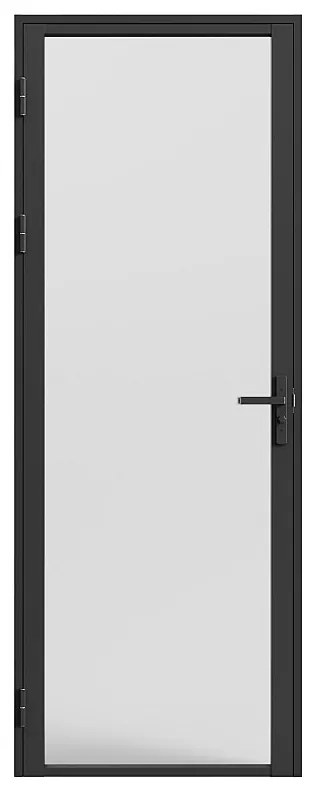 Drzwi kompletne dwustronne z aluminium i matowego szkła hartowanego - wys. 204 x szer. 73 cm - Czarny - LOXTON