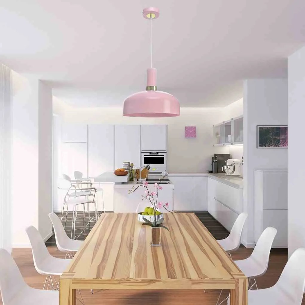 Lampa wisząca MALMO PINK 1xE27, różowa, pojedyncza, nad stół, wyspę