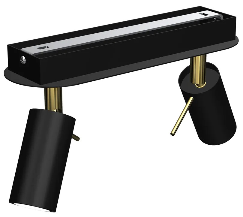 Lampa sufitowa PRESTON GOLD/BLACK 2x mini GU10, czarna, złota, podwójna, kierunkowa
