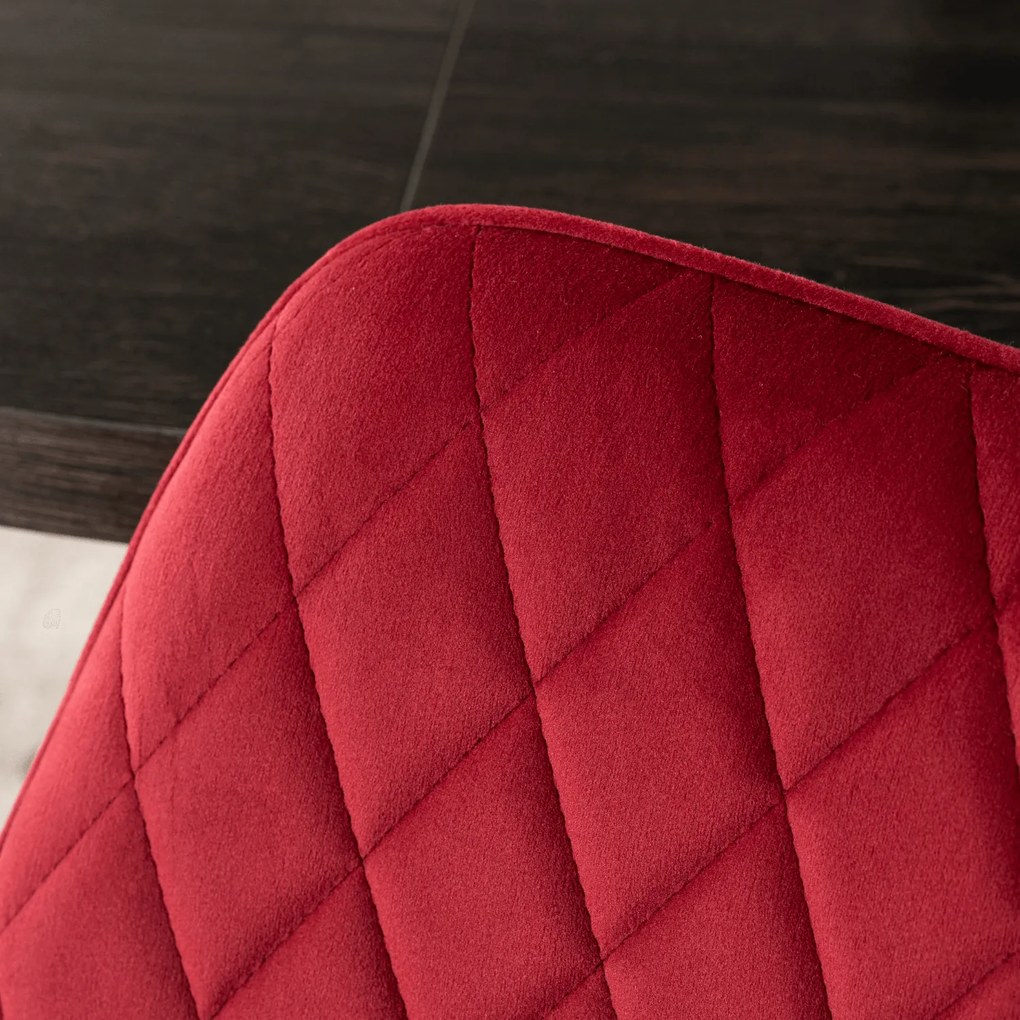 Krzesło Tapicerowane do Jadalni BRESSO Bordowe Welurowe Nowoczesne Loft
