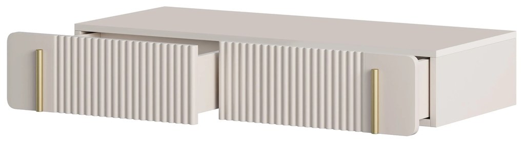 Toaletka Malmi 100 cm wisząca z szufladami - kaszmir / złoty