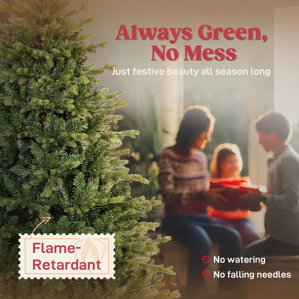 HOMCOM Sztuczna choinka z realistycznymi gałęziami, jodła, metalowy stojak, łatwy montaż, zielona | Aosom PL