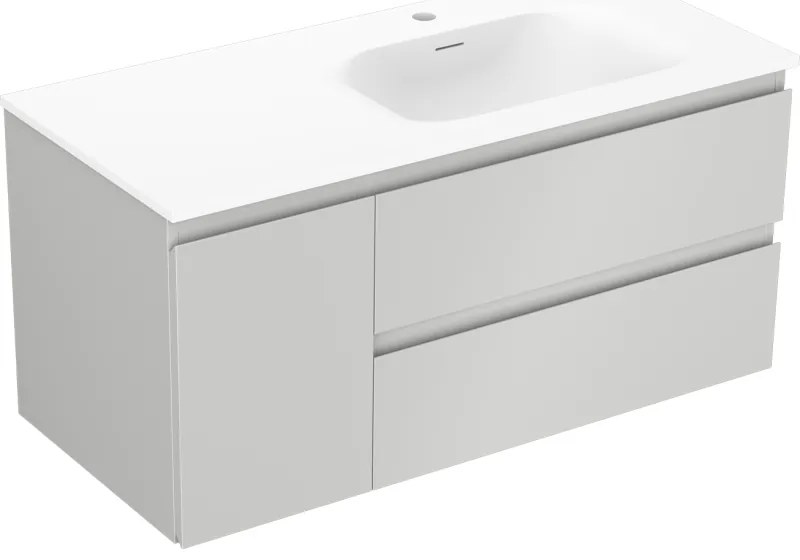 Mexen Orio szafka łazienkowa 100 cm z umywalką Vela prawą, 2S, 1D, szara mat/biała mat - 91A13-10047-3-BBFFF62-W23P01