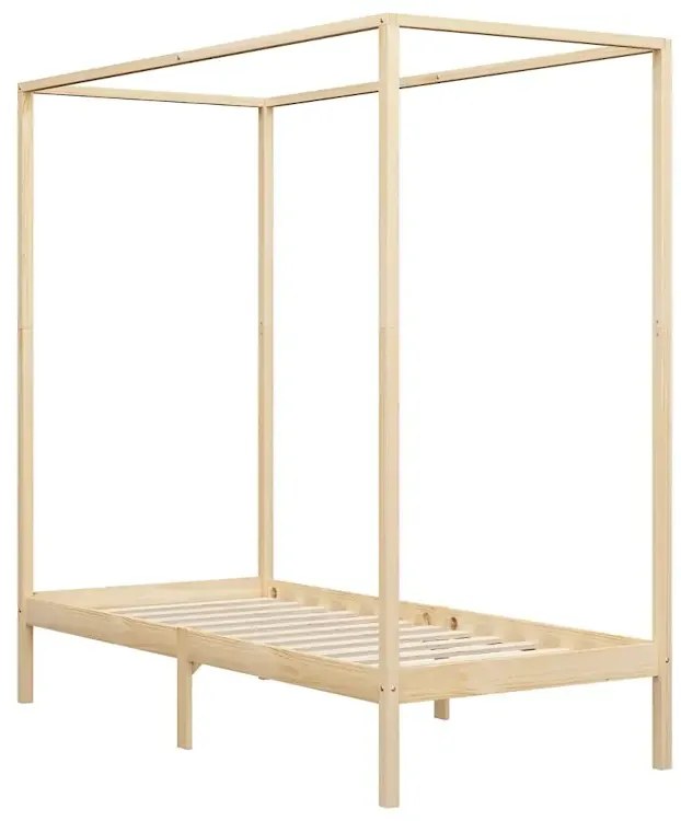 Łóżko z baldachimem w kolorze naturalnego drewna sosnowego 100x200cm - Tamai